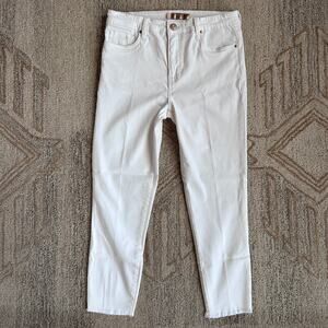 High Rise Crop Jeans Raw Hem White Minimalist Straight Leg 6 Kut From The Kloth